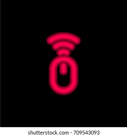 Mouse red glowing neon ui ux icon. Glowing sign logo vector