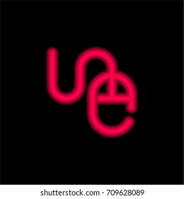 Mouse red glowing neon ui ux icon. Glowing sign logo vector