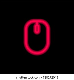 Mouse red glowing neon ui ux icon. Glowing sign logo vector