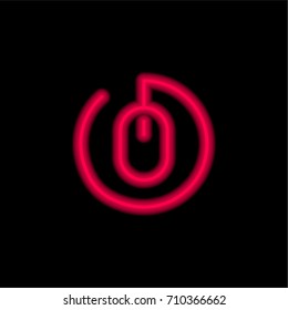 Mouse red glowing neon ui ux icon. Glowing sign logo vector