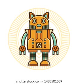 Mouse. Retro animal robot, design for print, tshirt and poster. 