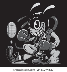 Mouse Retro Dance in Animal Grayscale Illustration