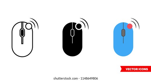 Mouse right click icon of 3 types: color, black and white, outline. Isolated vector sign symbol.