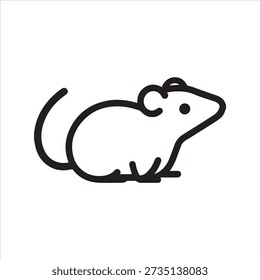 mouse rodent icon vector black outline.
