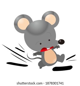 A mouse running, cartoon, isolated on white background, vector illustration design, can be used for t-shirt design drawings, children's fashion motifs, comics, dolls etc.