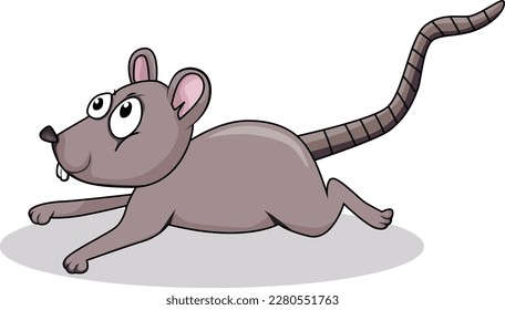 Mouse running, cartoon, white background