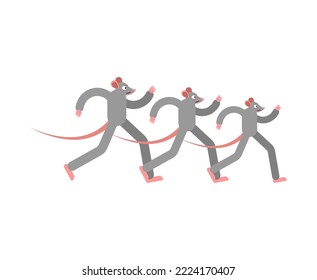 Mouse is running. Rat run. Vector illustration