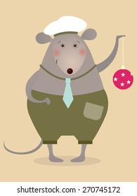Mouse sailor with boll - illustration for greeting card