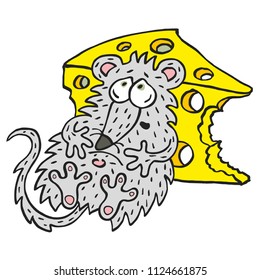 mouse sated cheese illustration vector