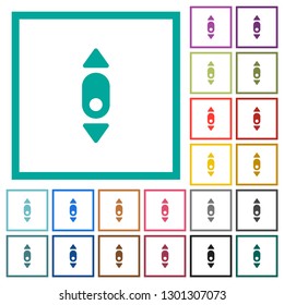 Mouse scroll down flat color icons with quadrant frames on white background