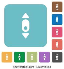 Mouse scroll down white flat icons on color rounded square backgrounds