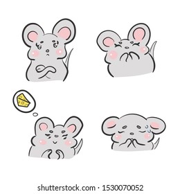 Mouse set on a white background vector drawing