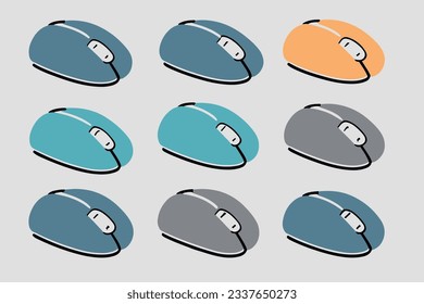 Mouse Sets Icons. Wireless Mouse Icons, Vector Illustration