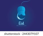 Mouse the shaped of a mosque, It's represent Muslim festival Eid. Eid Mubarak and Ramadan concept.