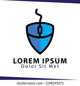 Mouse shield logo icon vector template. mouse art technology logo