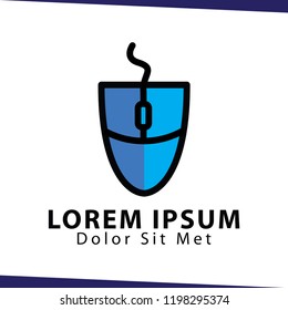 Mouse shield logo icon vector template. mouse art technology logo