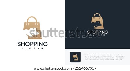 Mouse shopping vector logo icon template .Shoping bag logo icon design and mouse animal	