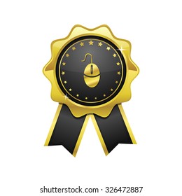 Mouse Sign golden Vector Icon Design