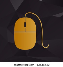 Mouse sign illustration. Golden style on background with polygons.
