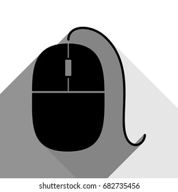 Mouse sign illustration. Vector. Black icon with two flat gray shadows on white background.