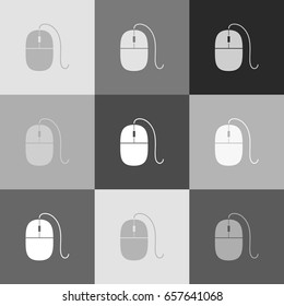 Mouse sign illustration. Vector. Grayscale version of Popart-style icon.