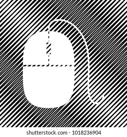Mouse sign illustration. Vector. Icon. Hole in moire background.