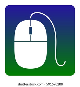 Mouse sign illustration. Vector. White icon at green-blue gradient square with rounded corners on white background. Isolated.