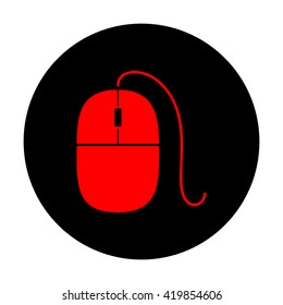 Mouse sign. Red vector icon