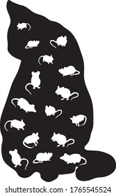 Maus-Silhouette auf Katzensilhouette, Vektorgrafik-Poster