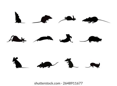 Mouse silhouette icon vector illustration set for logo.
