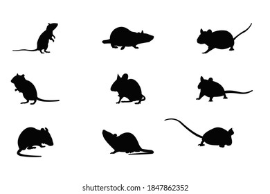 mouse silhouette icon vector set for logo