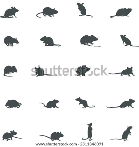 Mouse silhouette, Mouse rat mice silhouette, Mouse SVG, Mouse vector art.