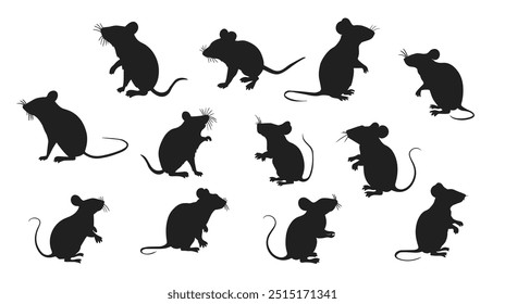 mouse silhouette set Vector art