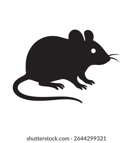 Mouse Silhouette Vector Icon. minimalist black silhouette of a mouse isolated on a white background.