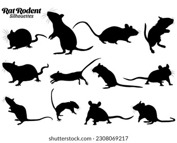 Mouse silhouette vector illustration set.