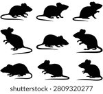 Mouse silhouettes on a white background a collection of rodent shapes