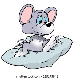 Mouse Sitting - Cute Cartoon Animal, Vector Illustration