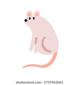 Rato sentado. Pequeno roedor bonito com cauda, patas. Engraçado rato em pose sentada. Animais domésticos, praga. Caráter de fauna adorável. Ilustração de vetor plano isolada no plano de fundo branco