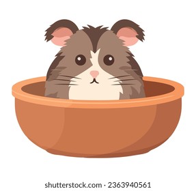 mouse sitting on red bowl over white