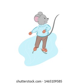 mouse skating, the symbol of the new year.