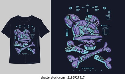  Mouse skull graffiti. oversize  stylish t-shirt and apparel abstract design . Vector print, typography, poster. Global swatches, symbol, vintage design