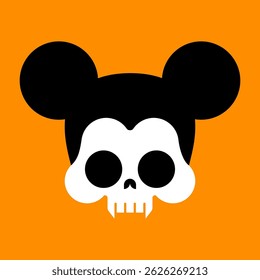 Mouse Skull isolated. Rat Skeleton Head with Ears