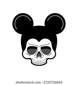 Mouse Skull isolated. Rat Skeleton Head with Ears