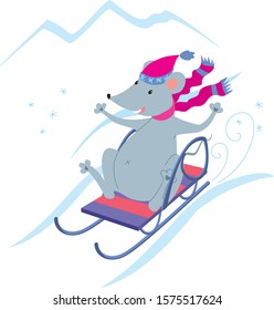 mouse sledding from the mountain
