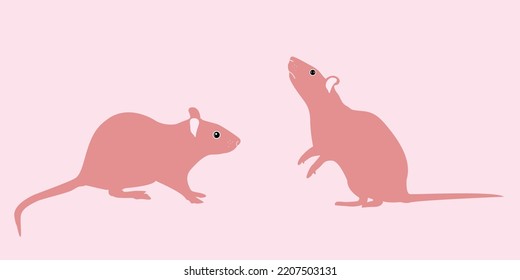 Mouse as Small Rodent  Coat in Different Poses Vector Set.Mouse isolated on background.