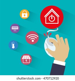 mouse smart house home technology app icon set. Flat and Colorful illustration. Vector illustration