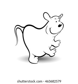 mouse with smile in outline-vector drawing