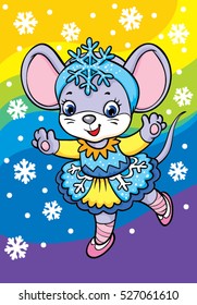 Mouse in snowflake costume. Cartoon Vector Illustration.