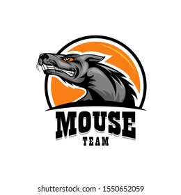 Mouse Sports Emblem Logo Vector Icon Illustration