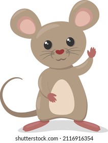 Mouse stands and waves its paw. Character